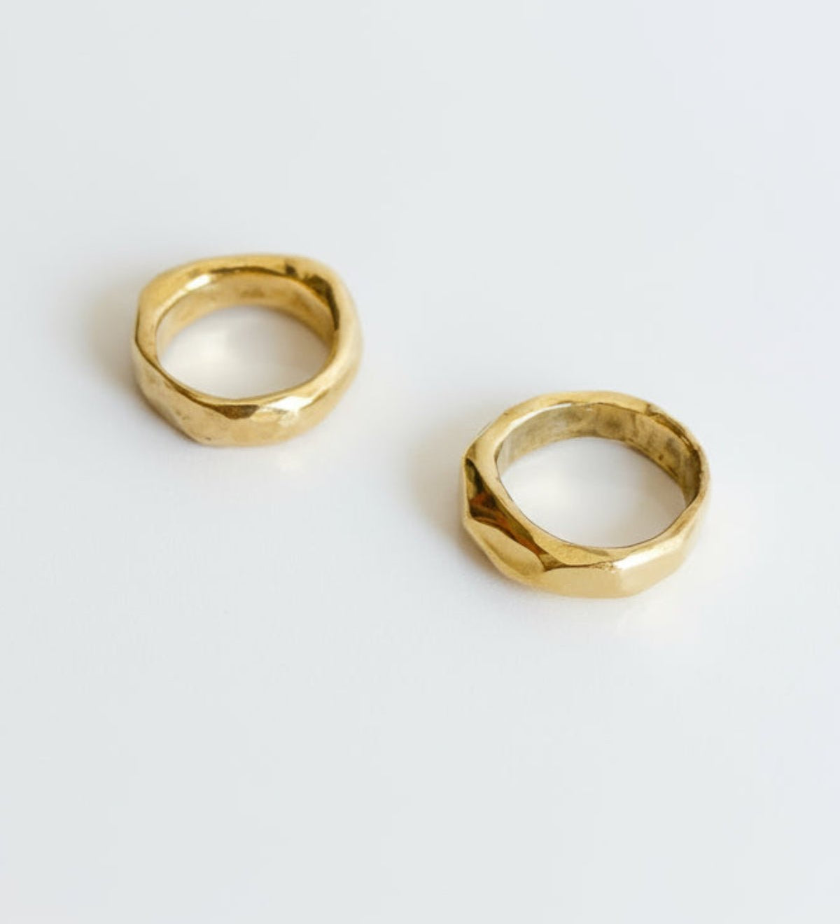 Solid Gold Big Butte Ring - Organic Faceted Wedding band - Dea Dia