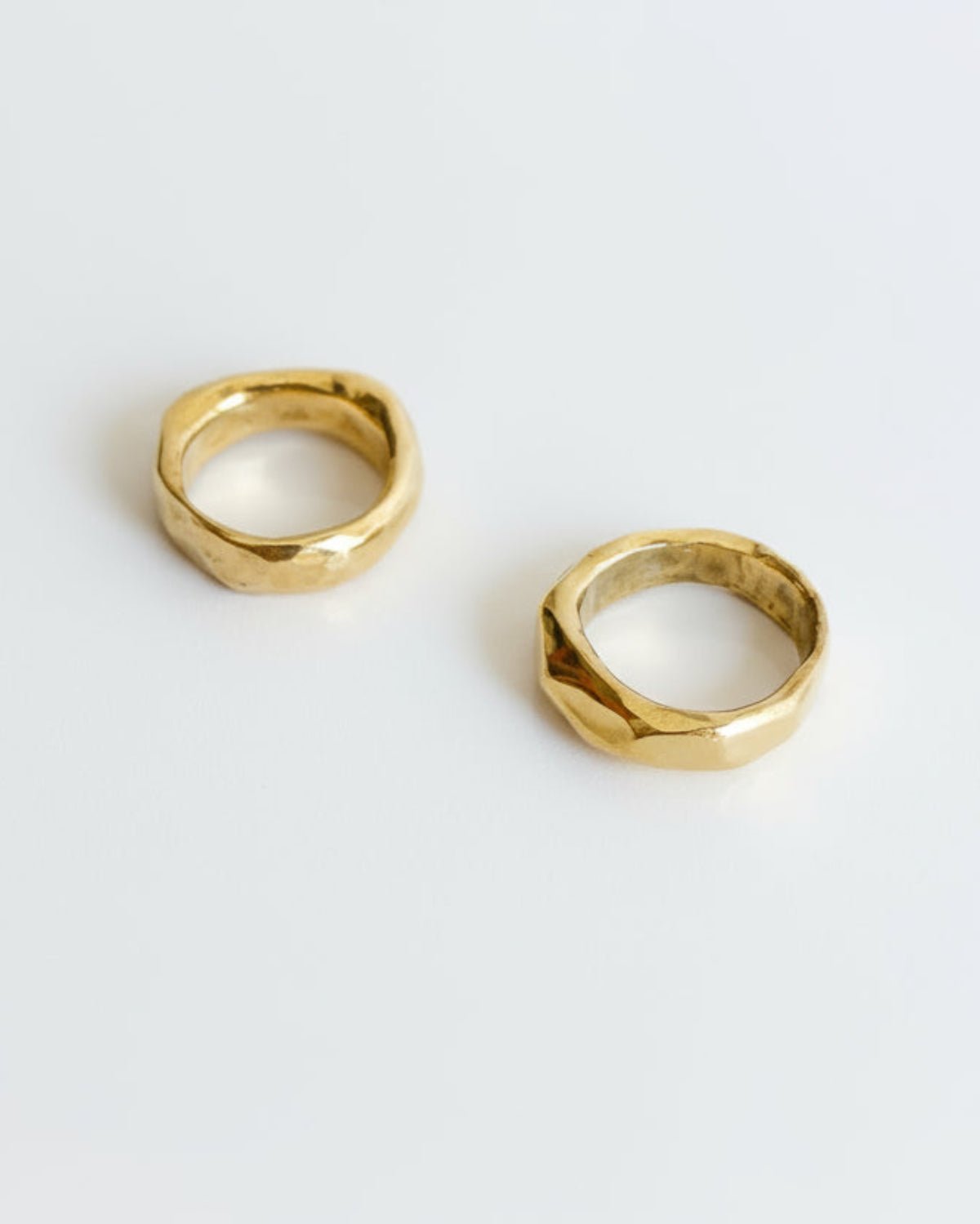 Solid Gold Big Butte Ring - Organic Faceted Wedding band - Dea Dia