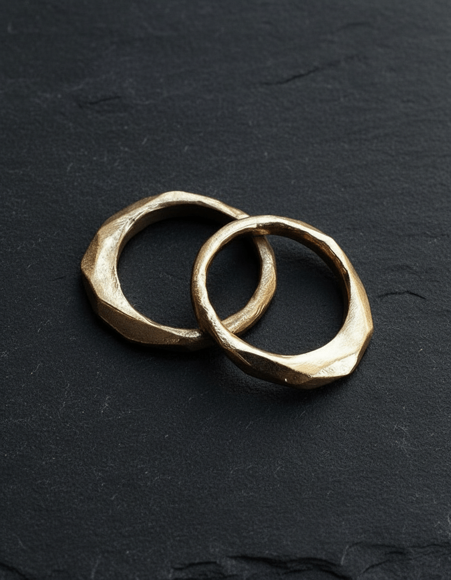 Solid Gold Little Butte Ring - Organic Faceted Stacking Gold Ring - Dea Dia