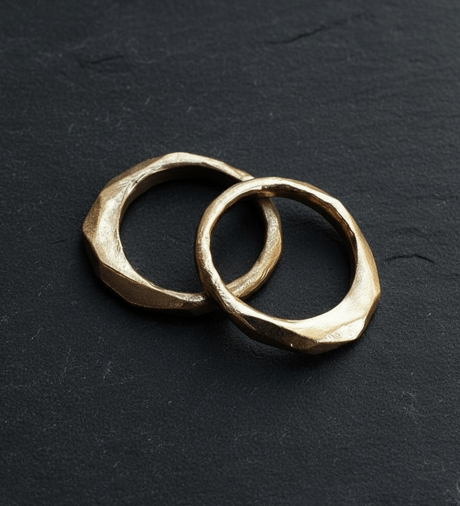 Solid Gold Little Butte Ring - Organic Faceted Stacking Gold Ring - Dea Dia