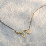 Solid Gold Snake Necklace with Sapphire - Dea Dia
