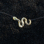 Solid Gold Snake Necklace with Sapphire - Dea Dia
