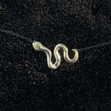 Solid Gold Snake Necklace with Sapphire - Dea Dia