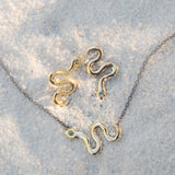 Solid Gold Snake Necklace with Sapphire - Dea Dia