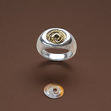 Spiral Shell Signet Ring, Mixed Metal - Dea Dia