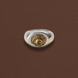 Spiral Shell Signet Ring, Mixed Metal - Dea Dia