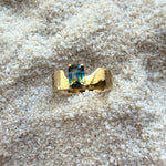 Swoopy Cigar Band, Blue Green Parti Sapphire in Solid 14k Gold - Dea Dia