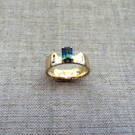 Swoopy Cigar Band, Blue Green Parti Sapphire in Solid 14k Gold - Dea Dia