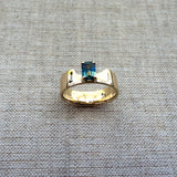 Swoopy Cigar Band, Blue Green Parti Sapphire in Solid 14k Gold - Dea Dia