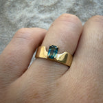 Swoopy Cigar Band, Blue Green Parti Sapphire in Solid 14k Gold - Dea Dia