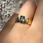 Swoopy Cigar Band, Blue Green Parti Sapphire in Solid 14k Gold - Dea Dia