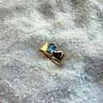Swoopy Cigar Band, Blue Green Parti Sapphire in Solid 14k Gold - Dea Dia