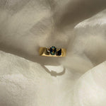 Swoopy Cigar Band, Blue Green Parti Sapphire in Solid 14k Gold - Dea Dia