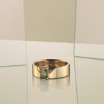Swoopy Cigar Band Green Sapphire Ring - Dea Dia