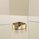 Swoopy Cigar Band Green Sapphire Ring - Dea Dia