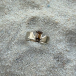 Swoopy Cigar Band, Lab Grown Champagne Diamond in Solid 14k White Gold - Dea Dia