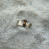 Swoopy Cigar Band, Lab Grown Champagne Diamond in Solid 14k White Gold - Dea Dia