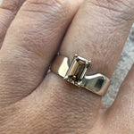 Swoopy Cigar Band, Lab Grown Champagne Diamond in Solid 14k White Gold - Dea Dia