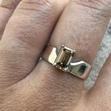 Swoopy Cigar Band, Lab Grown Champagne Diamond in Solid 14k White Gold - Dea Dia