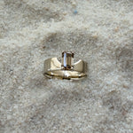 Swoopy Cigar Band, Lab Grown Champagne Diamond in Solid 14k White Gold - Dea Dia