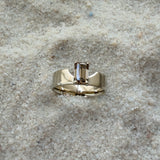 Swoopy Cigar Band, Lab Grown Champagne Diamond in Solid 14k White Gold - Dea Dia