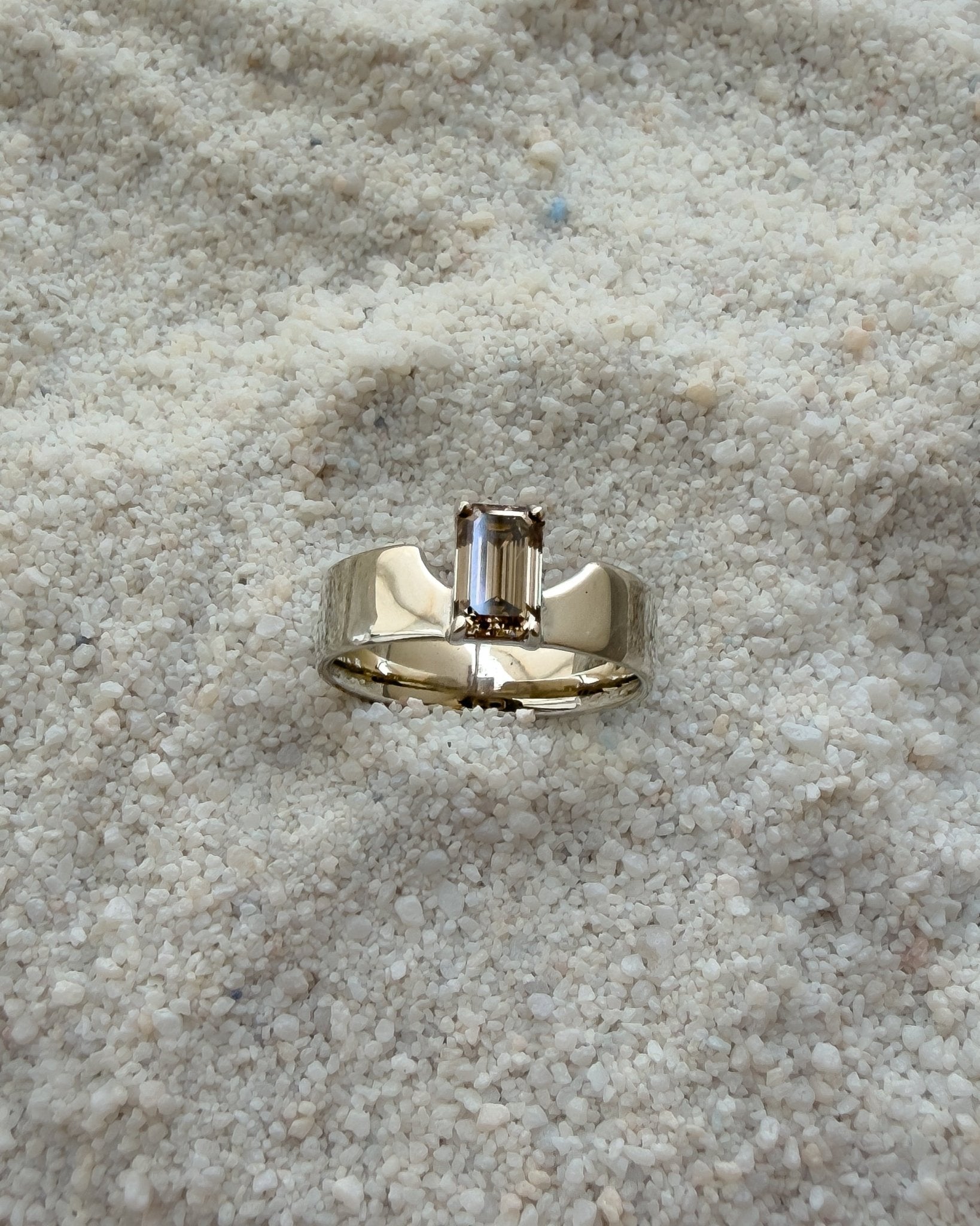 Swoopy Cigar Band, Lab Grown Champagne Diamond in Solid 14k White Gold - Dea Dia