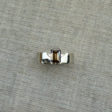Swoopy Cigar Band, Lab Grown Champagne Diamond in Solid 14k White Gold - Dea Dia