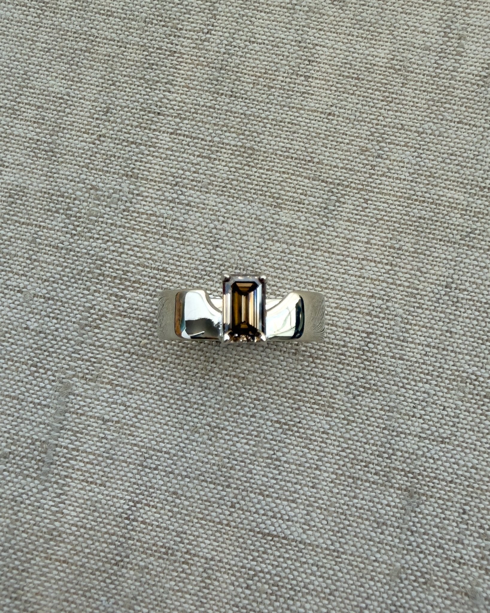 Swoopy Cigar Band, Lab Grown Champagne Diamond in Solid 14k White Gold - Dea Dia