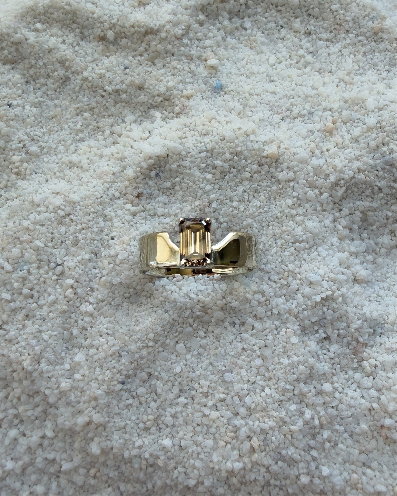 Swoopy Cigar Band, Lab Grown Champagne Diamond in Solid 14k White Gold - Dea Dia