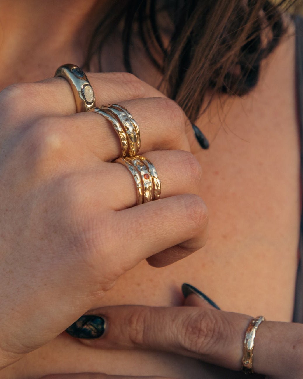 Terrain Gold Stacking Ring 03 Thick - Dea Dia