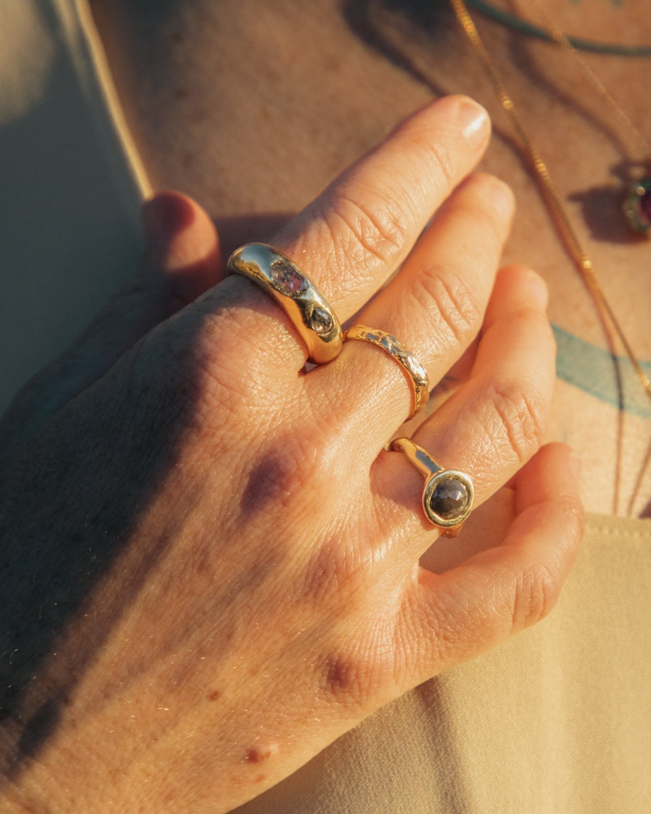Terrain Gold Stacking Ring 03 Thick - Dea Dia