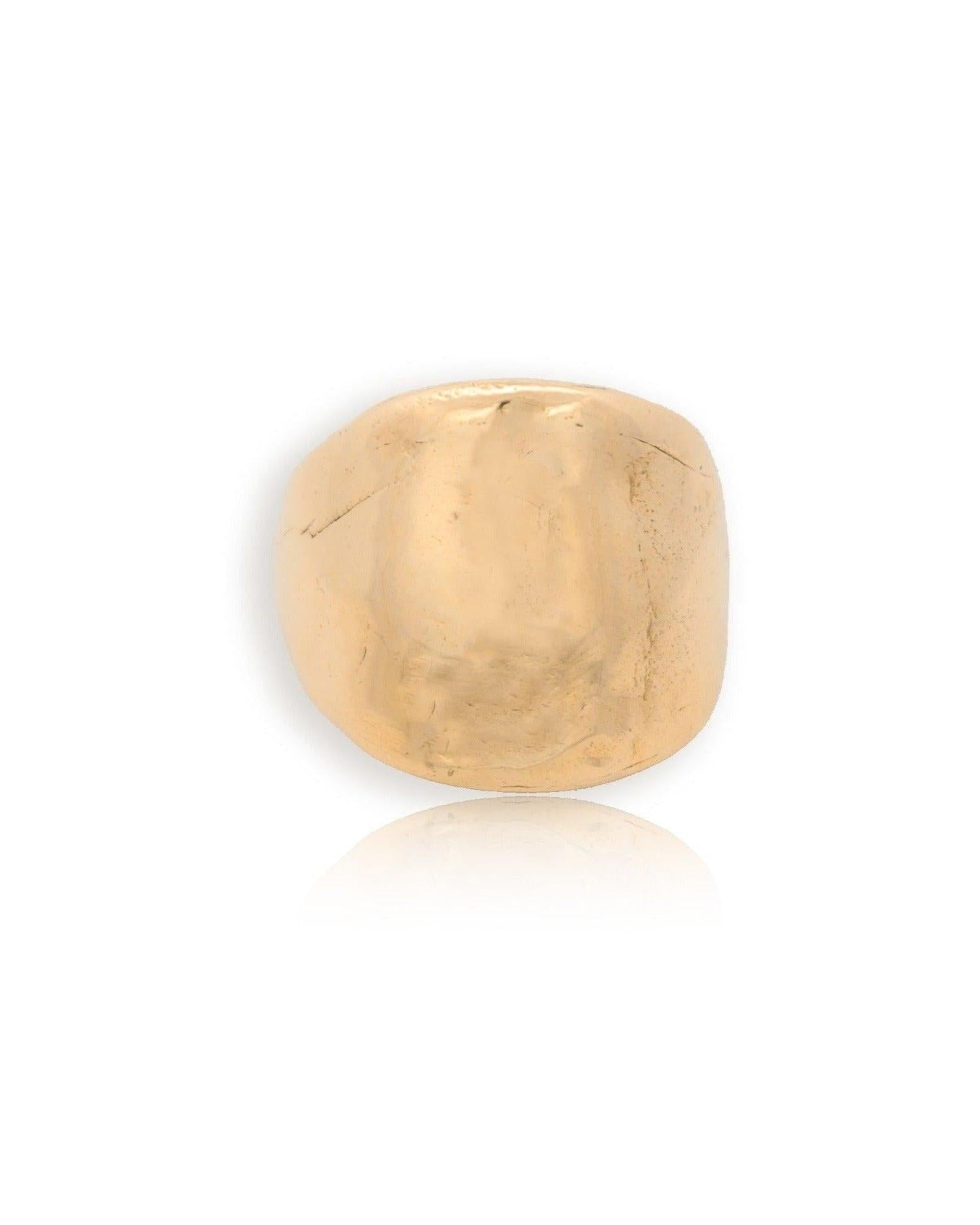 The Protector Ring - Gold Shield Signet Ring - Dea Dia