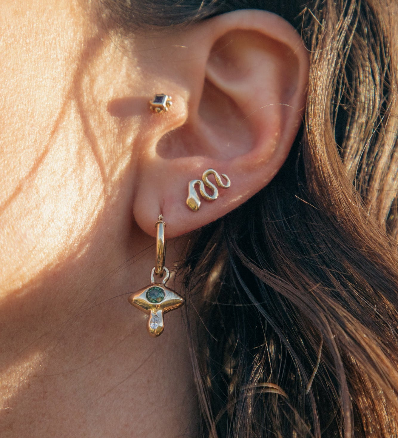 Tiny Gold Snake Stud Earrings - Dea Dia