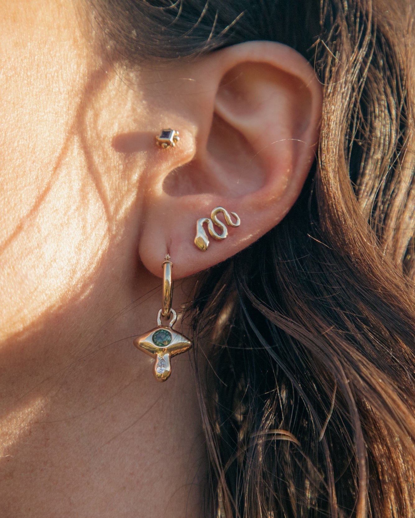 Tiny Gold Snake Stud Earrings - Dea Dia