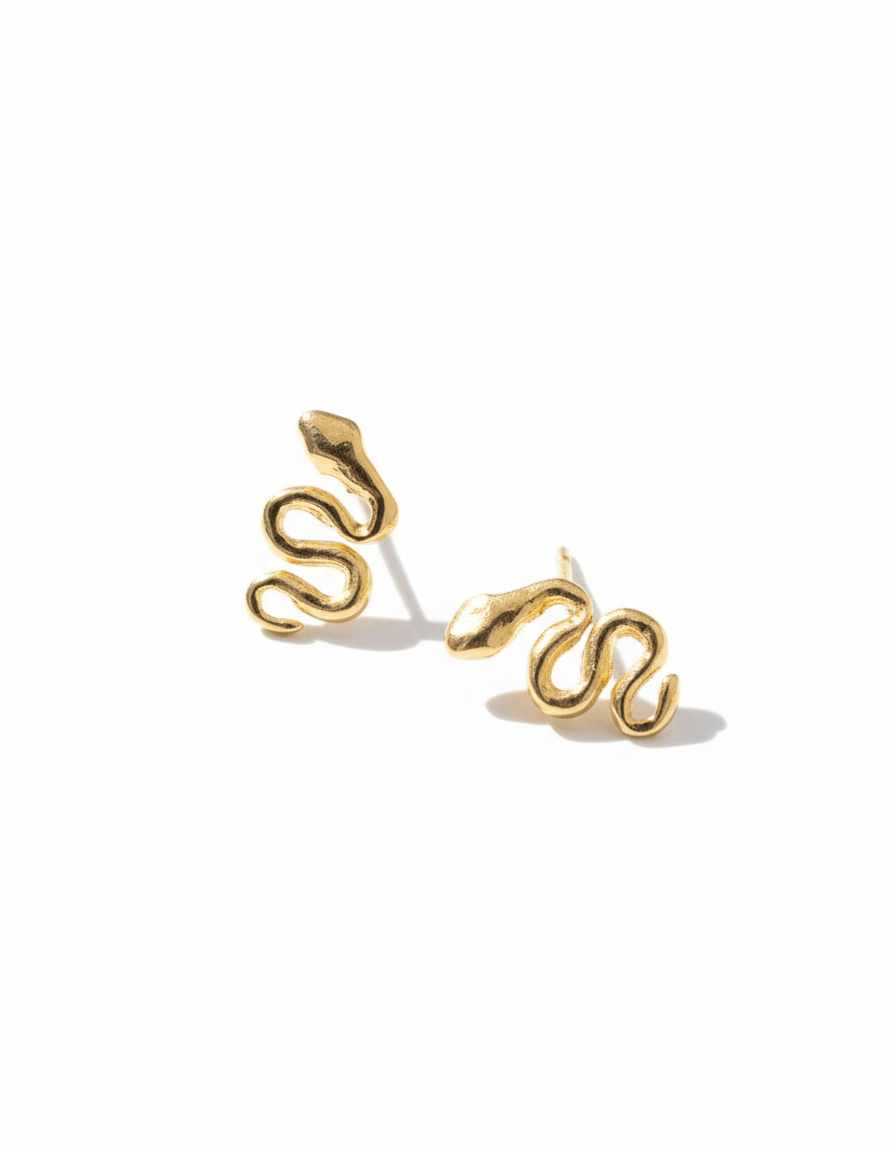 Tiny Gold Snake Stud Earrings - Dea Dia
