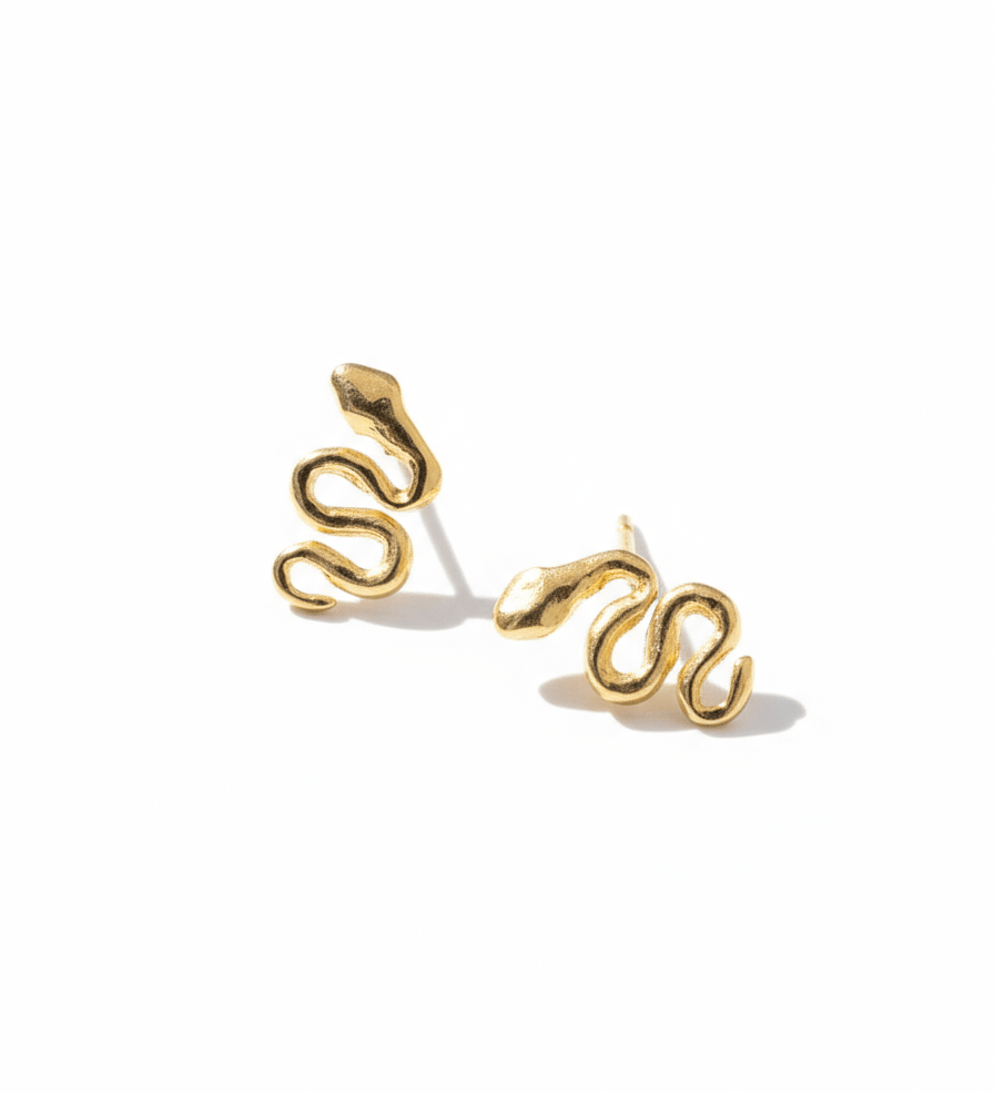 Tiny Gold Snake Stud Earrings - Dea Dia