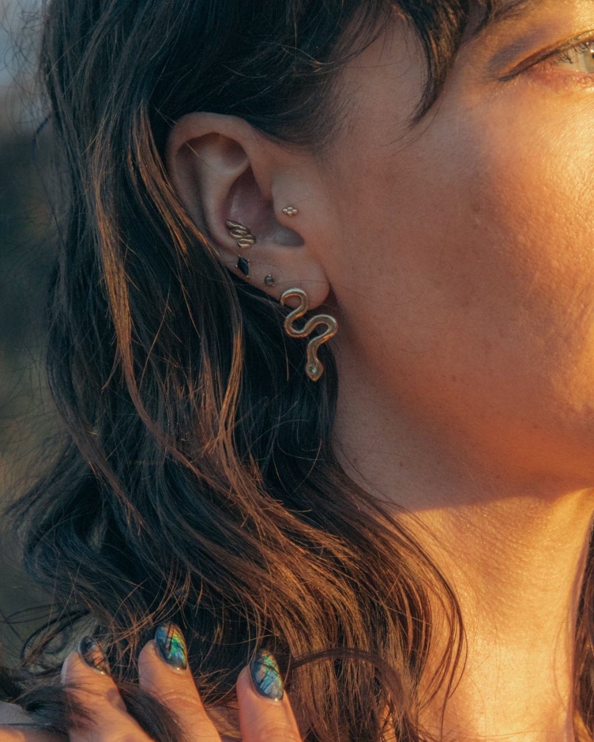 Tiny Gold Snake Stud Earrings - Dea Dia