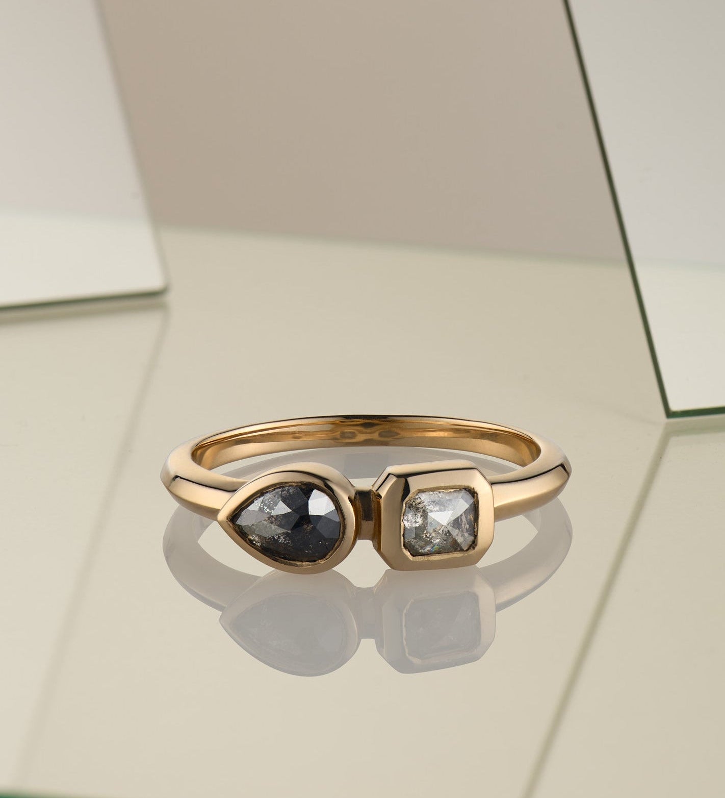 Toi et Moi Salt and Pepper Double Diamond Ring - Dea Dia