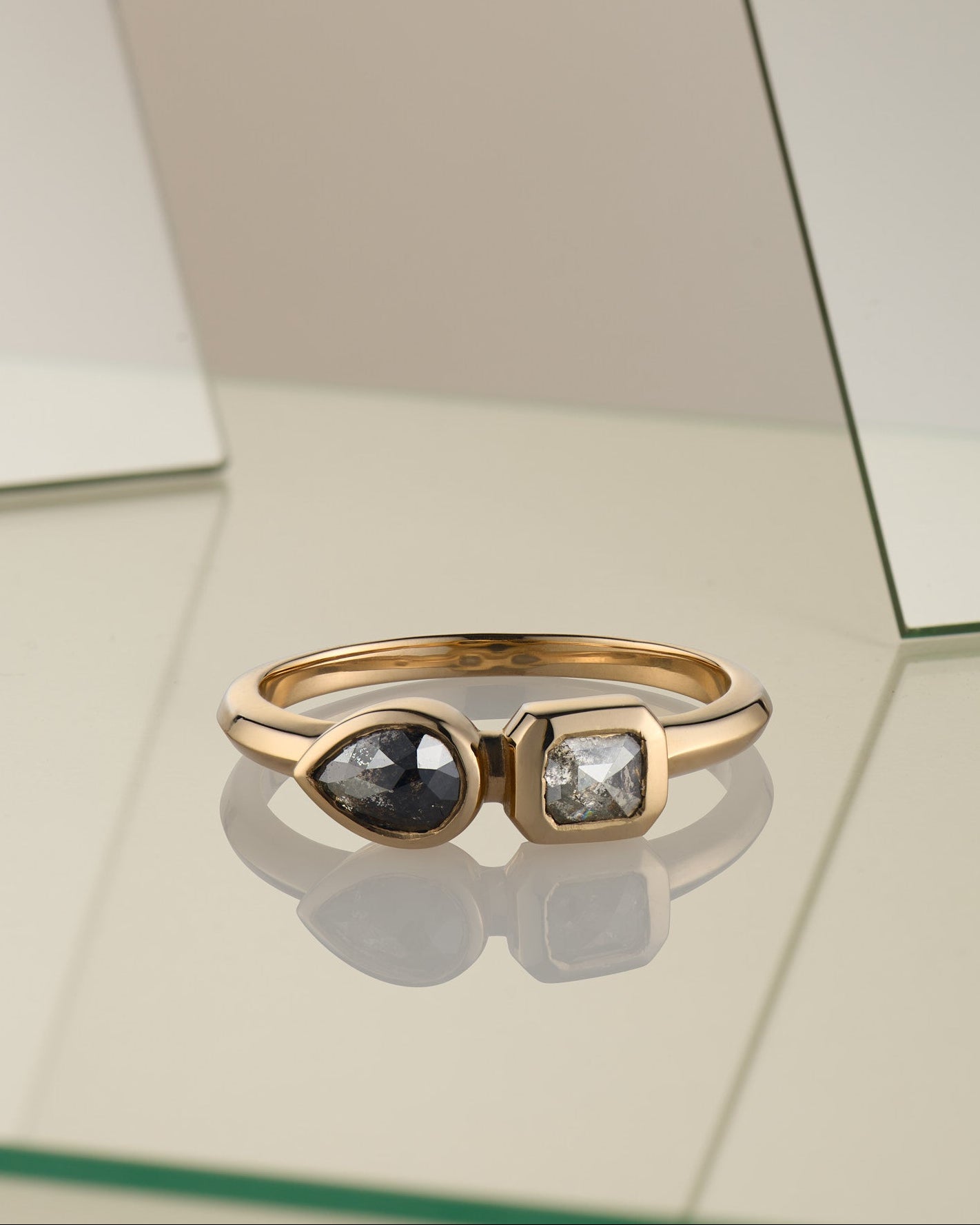 Toi et Moi Salt and Pepper Double Diamond Ring - Dea Dia