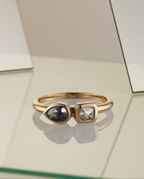 Toi et Moi Salt and Pepper Double Diamond Ring - Dea Dia