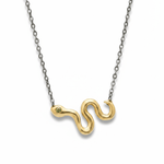 Twilight Serpent Necklace - Solid Gold Snake Necklace with Sapphire - Dea Dia