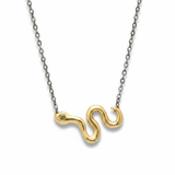 Twilight Serpent Necklace - Solid Gold Snake Necklace with Sapphire - Dea Dia
