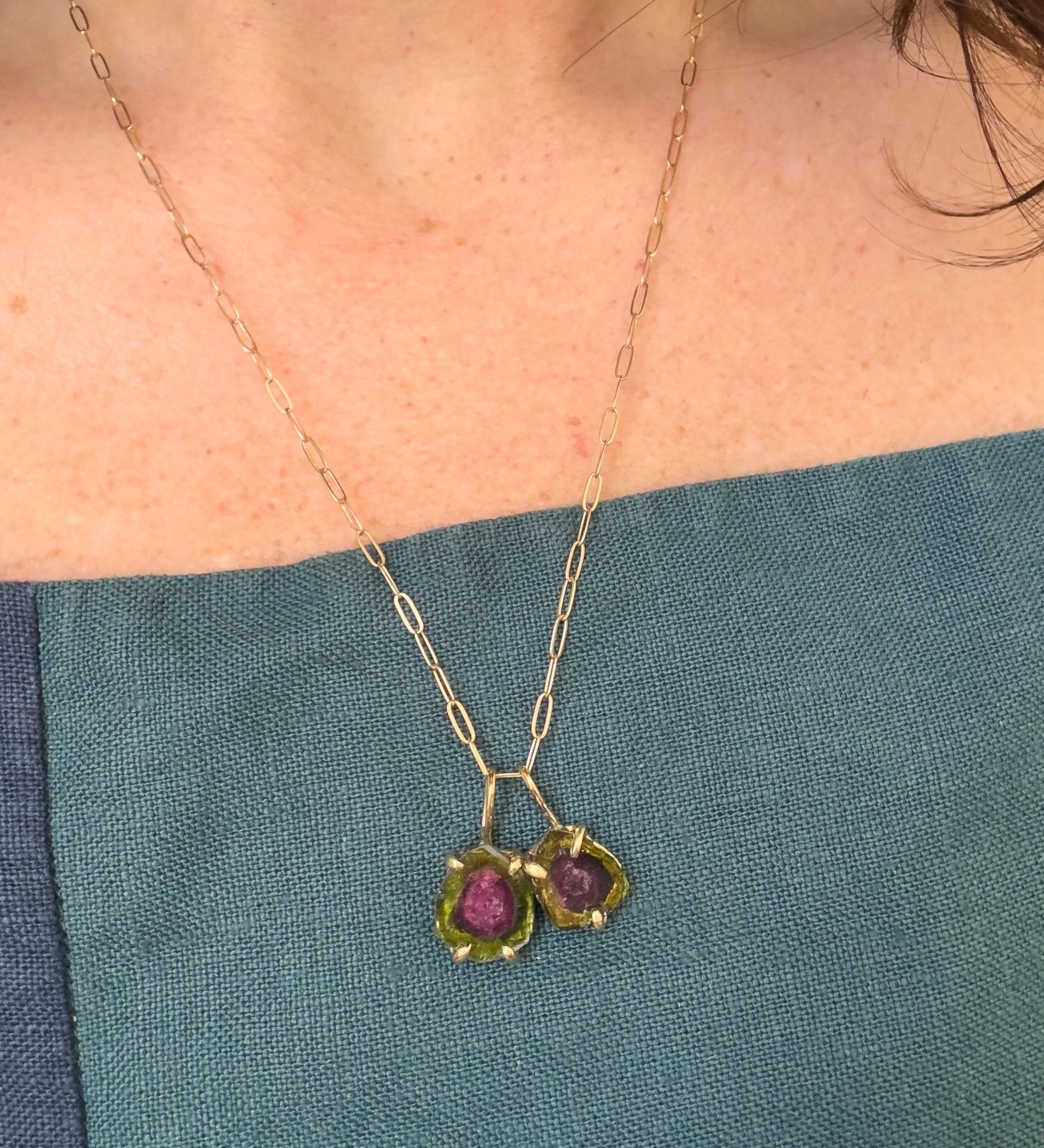 Watermelon Tourmaline Slice Forma Charm - Dea Dia