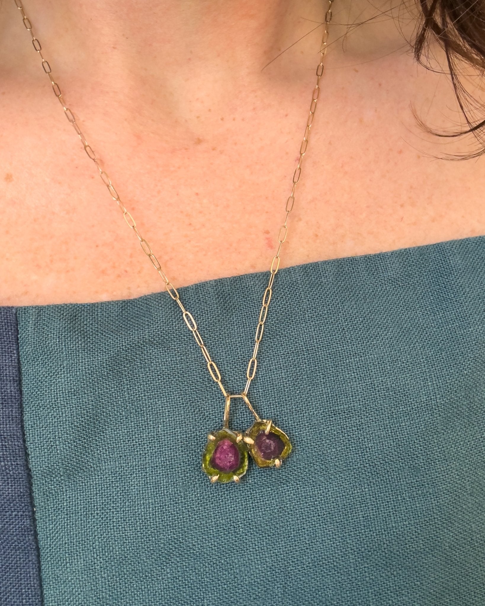 Watermelon Tourmaline Slice Forma Charm - Dea Dia