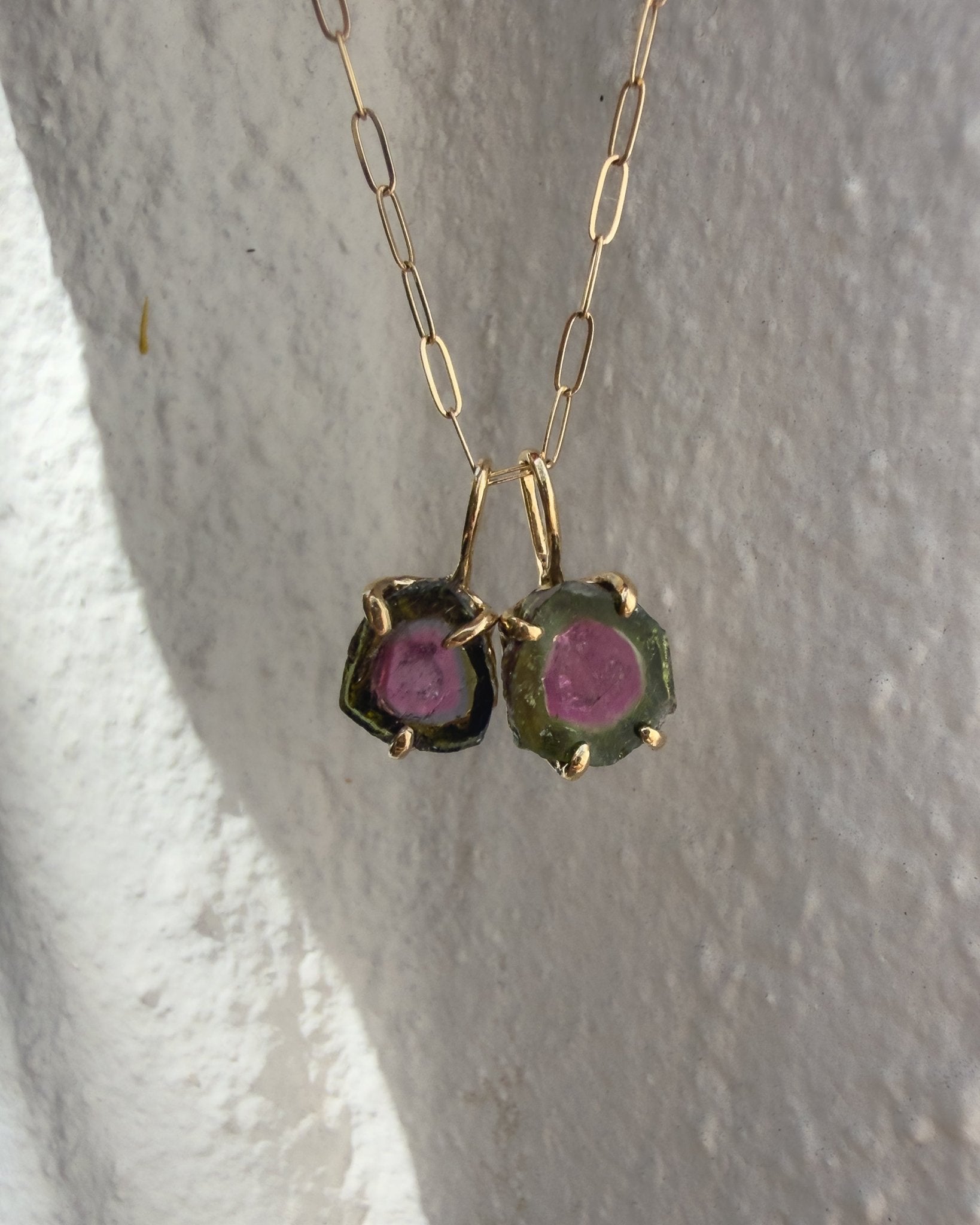 Watermelon Tourmaline Slice Forma Charm - Dea Dia