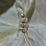 Yin Pinky Ring - Silver Peach Moonstone Pinky Ring - Dea Dia