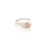 Yin Pinky Ring - Silver Peach Moonstone Pinky Ring - Dea Dia