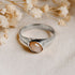 Yin Pinky Ring - Silver Peach Moonstone Pinky Ring - Dea Dia