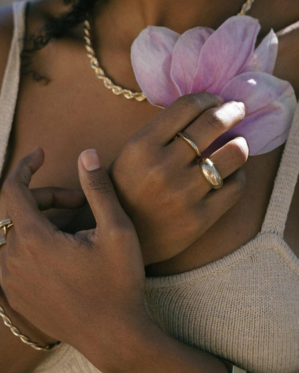 14k Gold Little Butte Ring - Organic Faceted Ring in Solid Gold - Dea Dia