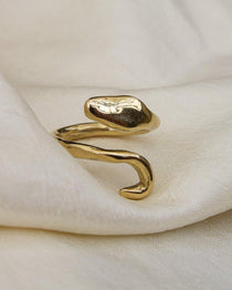 14k Gold Serpent Guardian Ring - Dea Dia